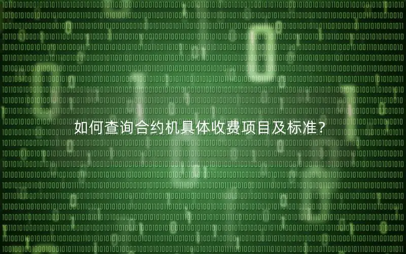 如何查询合约机具体收费项目及标准？