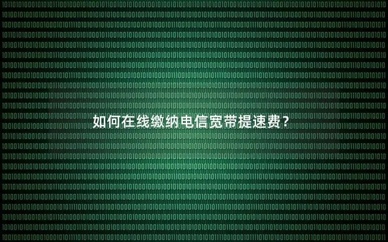 如何在线缴纳电信宽带提速费？
