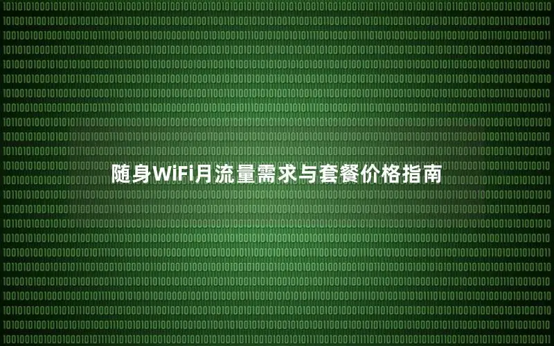 随身WiFi月流量需求与套餐价格指南