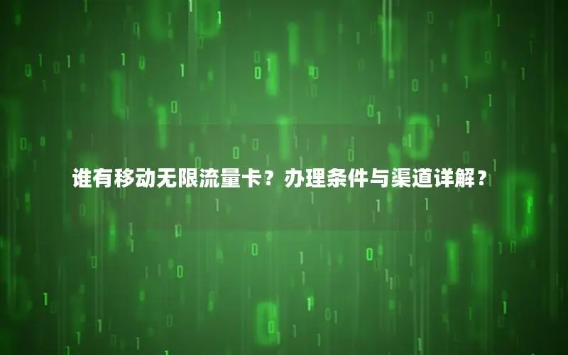 谁有移动无限流量卡？办理条件与渠道详解？