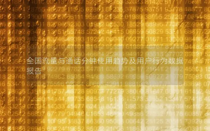 全国流量与通话分钟使用趋势及用户行为数据报告