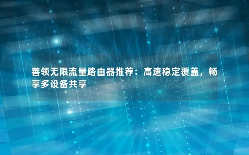 善领无限流量路由器推荐：高速稳定覆盖，畅享多设备共享
