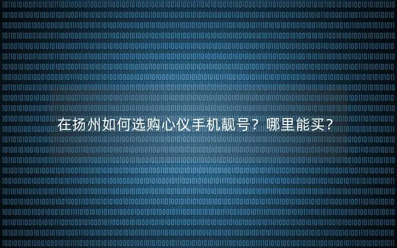 在扬州如何选购心仪手机靓号？哪里能买？
