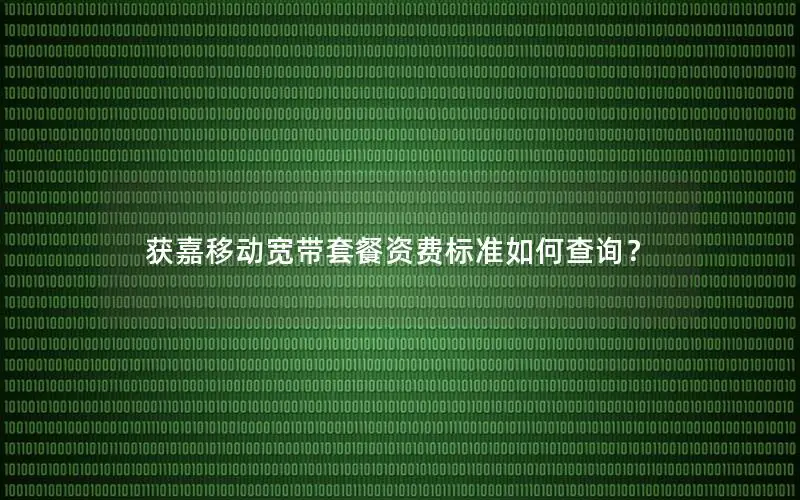 获嘉移动宽带套餐资费标准如何查询？