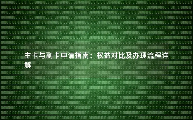 主卡与副卡申请指南：权益对比及办理流程详解