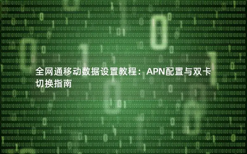 全网通移动数据设置教程：APN配置与双卡切换指南
