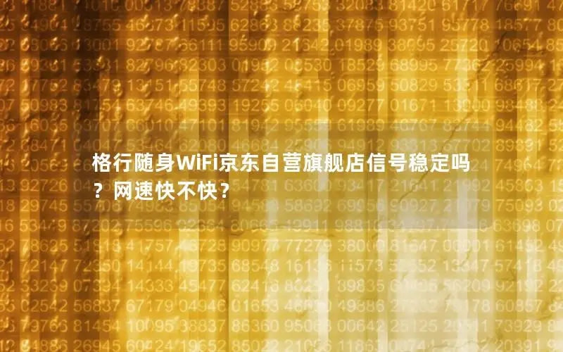 格行随身WiFi京东自营旗舰店信号稳定吗？网速快不快？