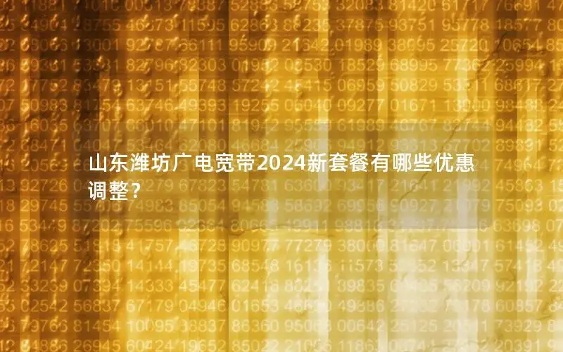 山东潍坊广电宽带2024新套餐有哪些优惠调整？