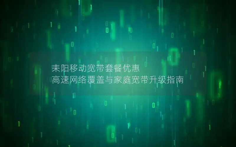 耒阳移动宽带套餐优惠 高速网络覆盖与家庭宽带升级指南