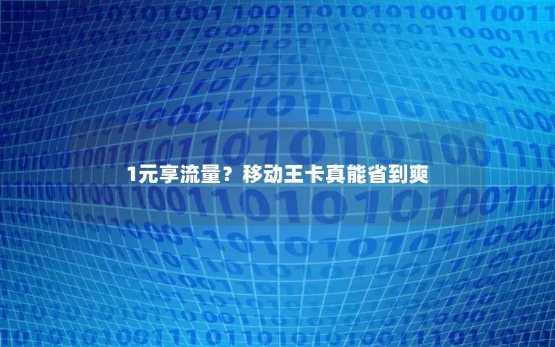 1元享流量？移动王卡真能省到爽