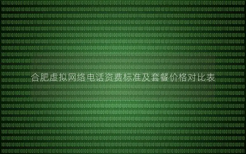 合肥虚拟网络电话资费标准及套餐价格对比表