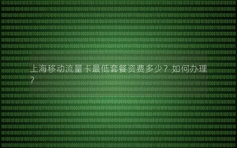 上海移动流量卡最低套餐资费多少？如何办理？