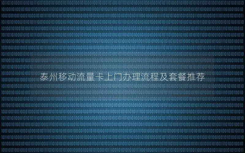 泰州移动流量卡上门办理流程及套餐推荐