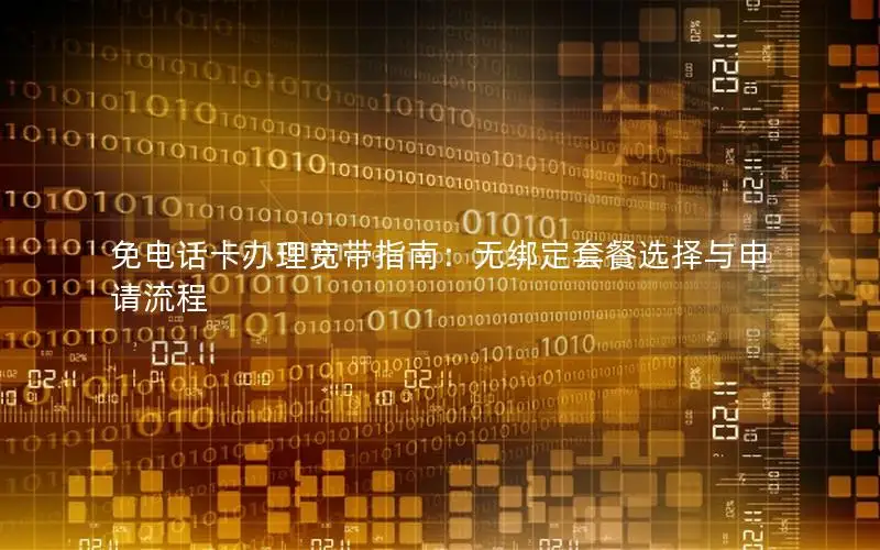 免电话卡办理宽带指南：无绑定套餐选择与申请流程