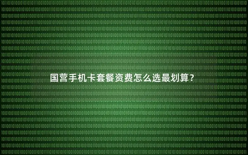 国营手机卡套餐资费怎么选最划算？