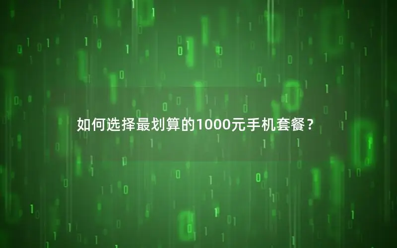 如何选择最划算的1000元手机套餐？