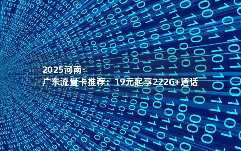2025河南-广东流量卡推荐：19元起享222G+通话